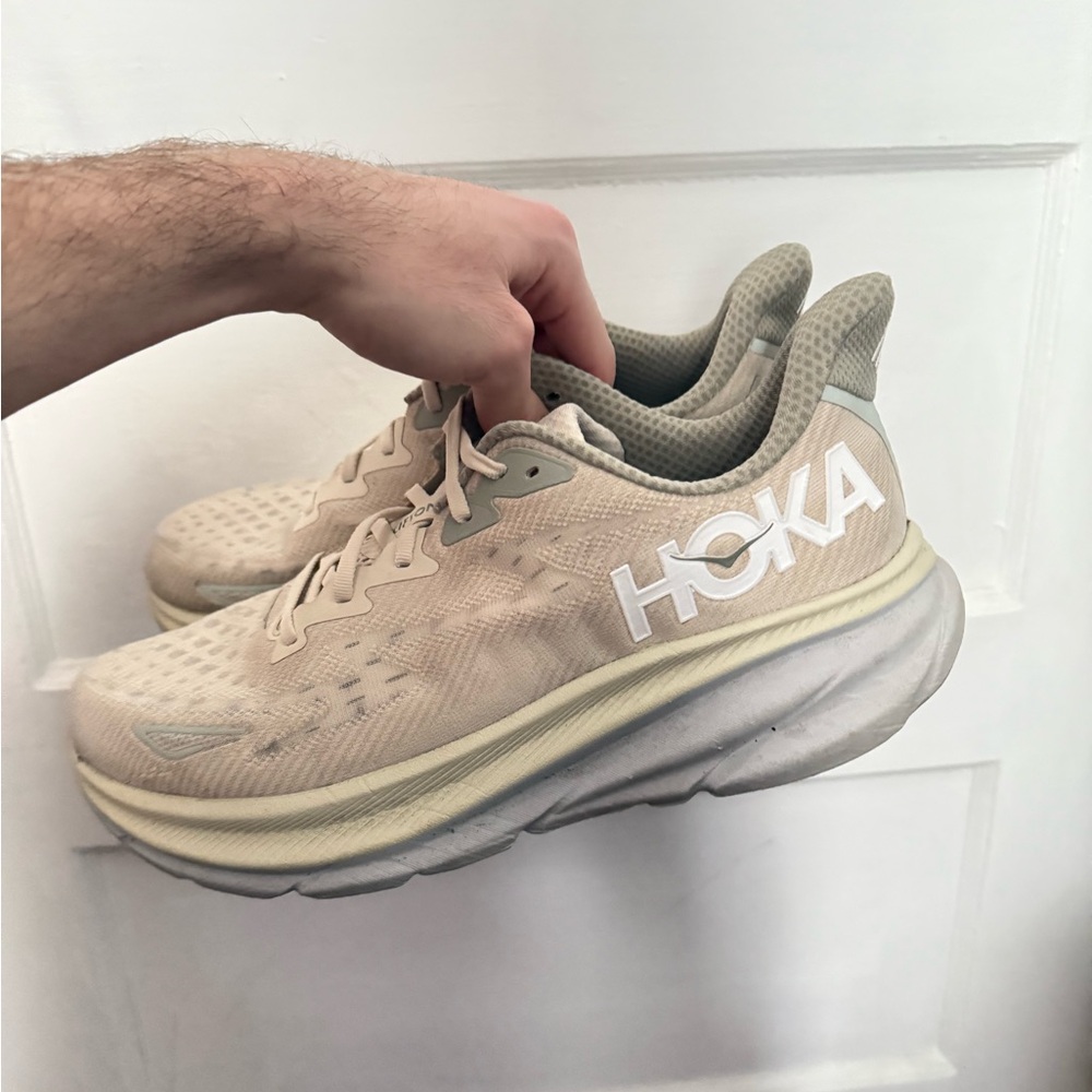 Hoka Beige and Gray Running Shoes - Picture 2 of 6